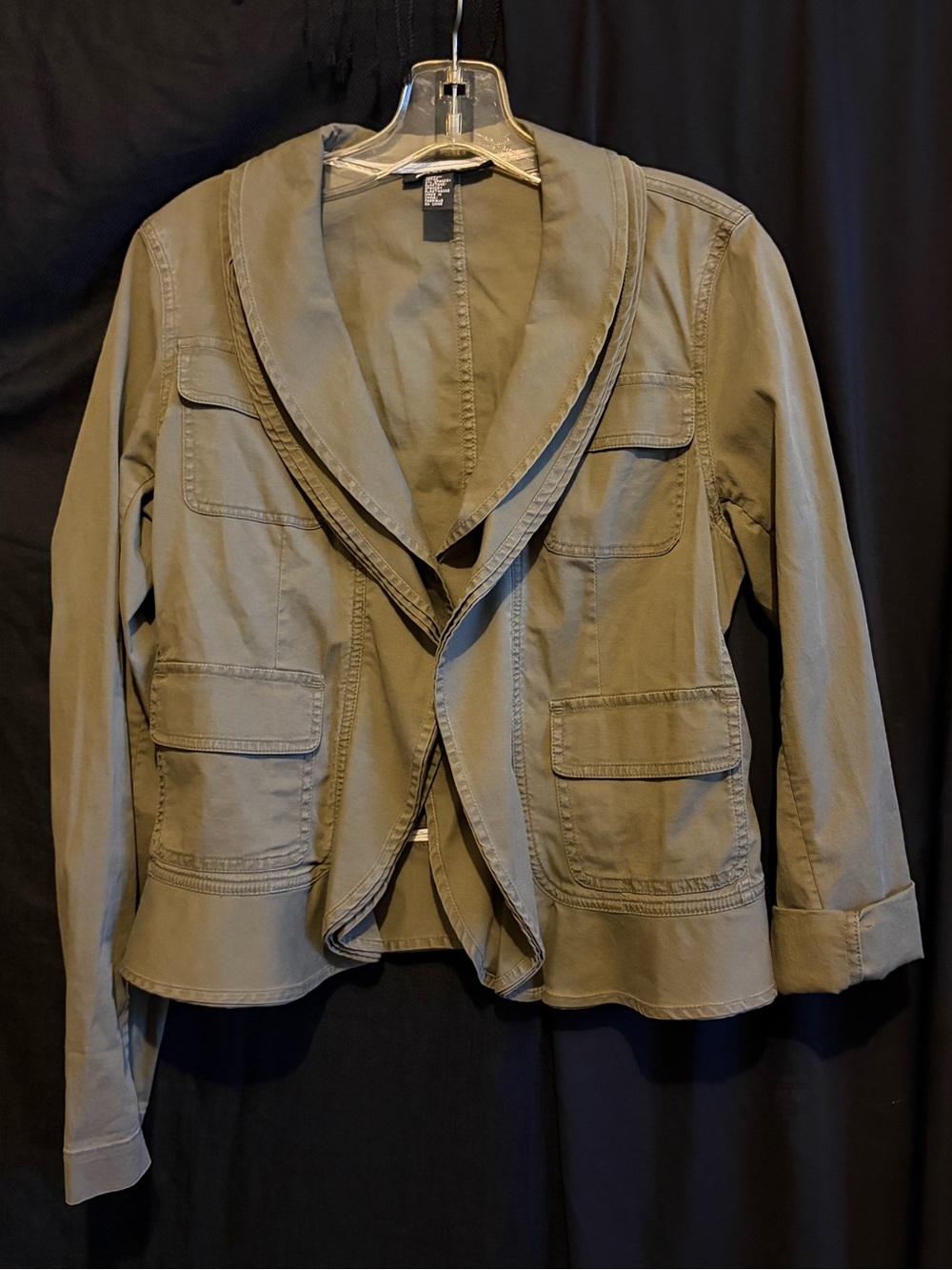 DKNY Olive Utility Jacket with Shawl Lapel